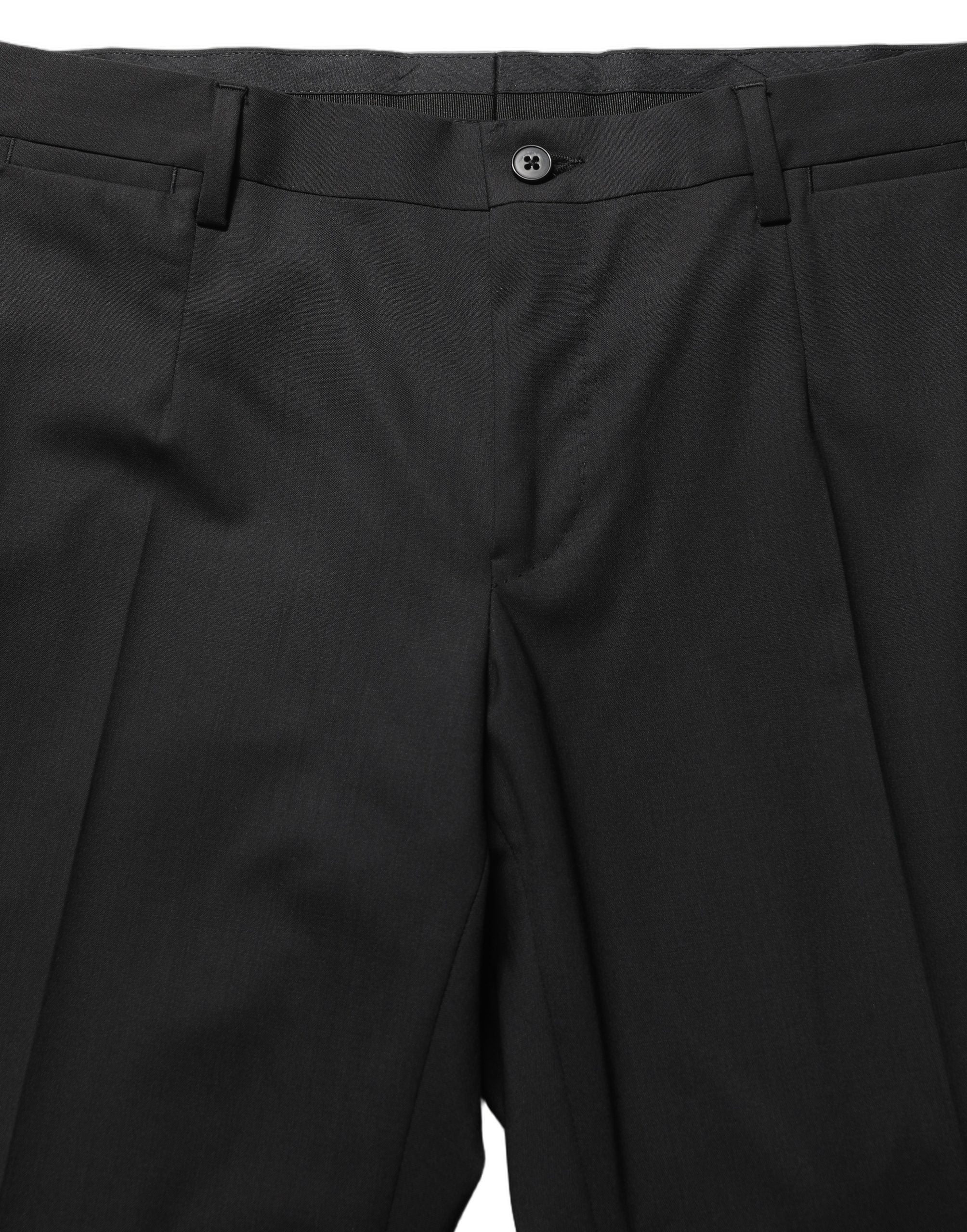 Pantalon homme skinny en laine noire Dolce & Gabbana, coupe ajustée et élégante, idéal pour un style sophistiqué.