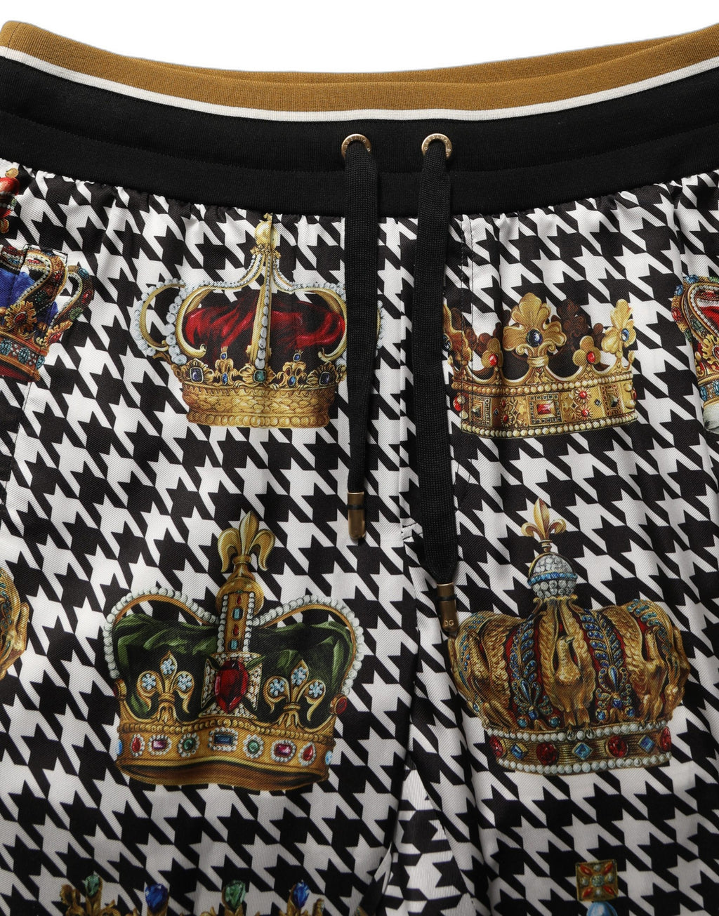 Pantalon de survêtement multicolore à motif pied-de-poule Dolce & Gabbana pour homme, avec ceinture à cordon.