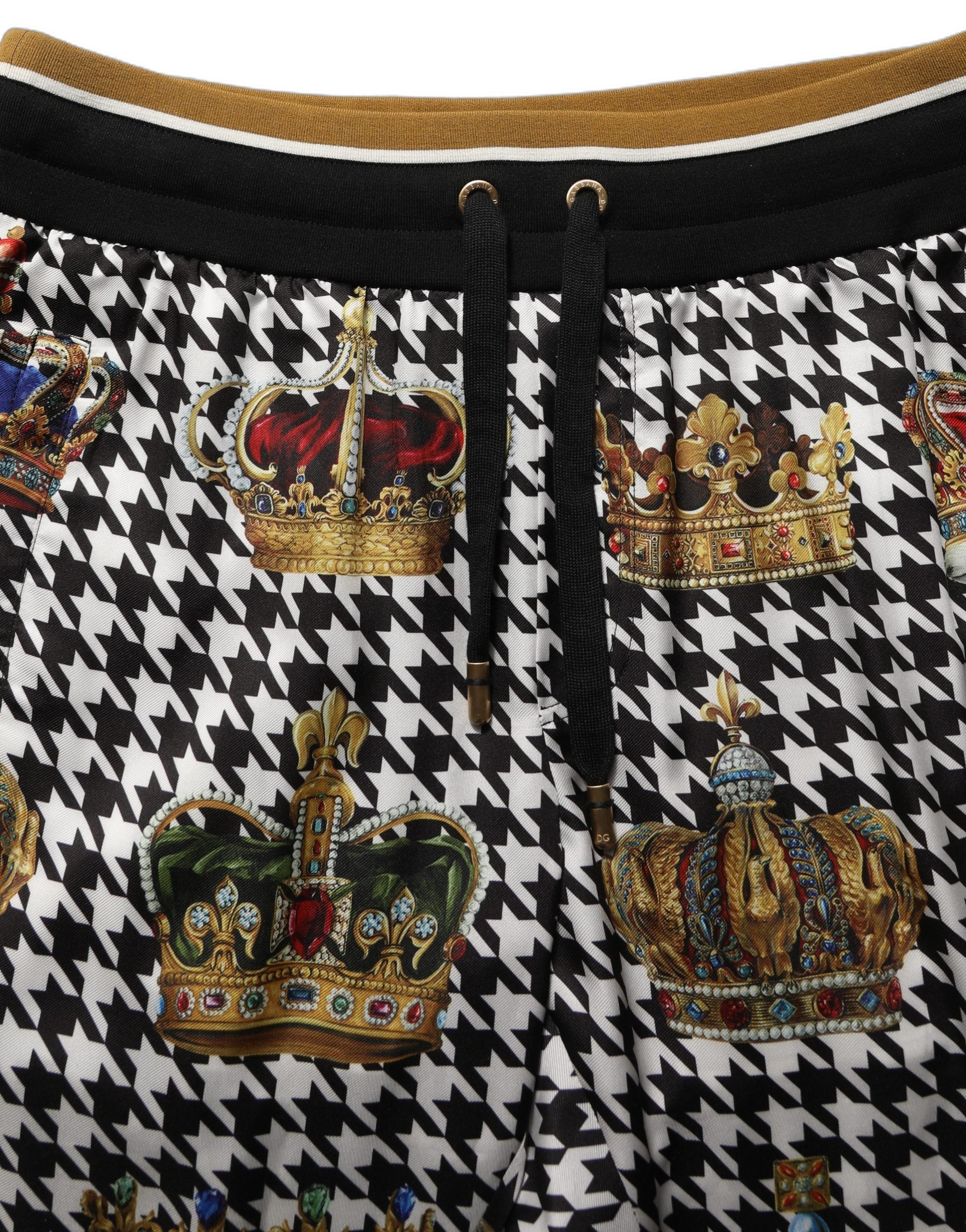 Pantalon de survêtement multicolore à motif pied-de-poule Dolce & Gabbana pour homme, avec ceinture à cordon.
