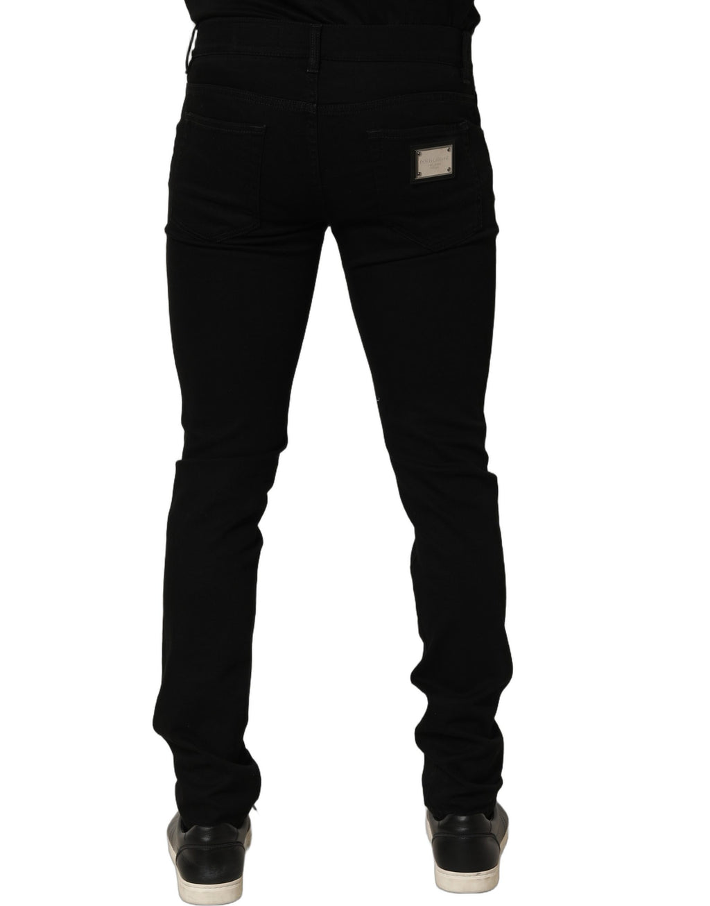 Jeans skinny en denim noir Dolce & Gabbana avec embellissements en coton, mode élégante pour femmes.