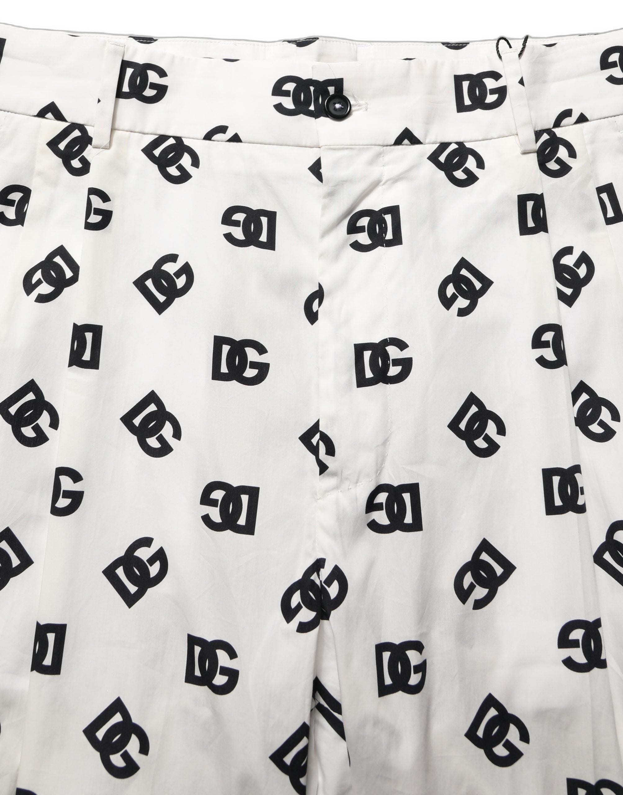 Pantalon homme Dolce & Gabbana blanc à logo, coupe skinny, pantalon élégant en tissu léger.