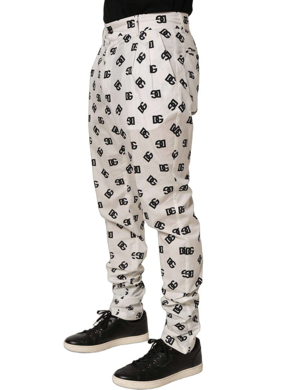 Pantalon homme Dolce & Gabbana blanc logo skinny à jambes étroites, style élégant et moderne.