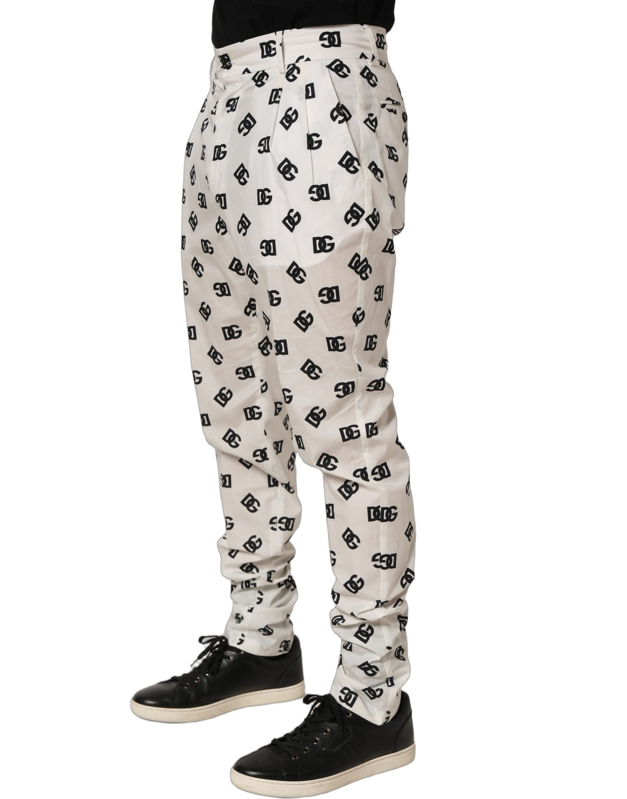 Pantalon homme Dolce & Gabbana blanc logo skinny à jambes étroites, style élégant et moderne.