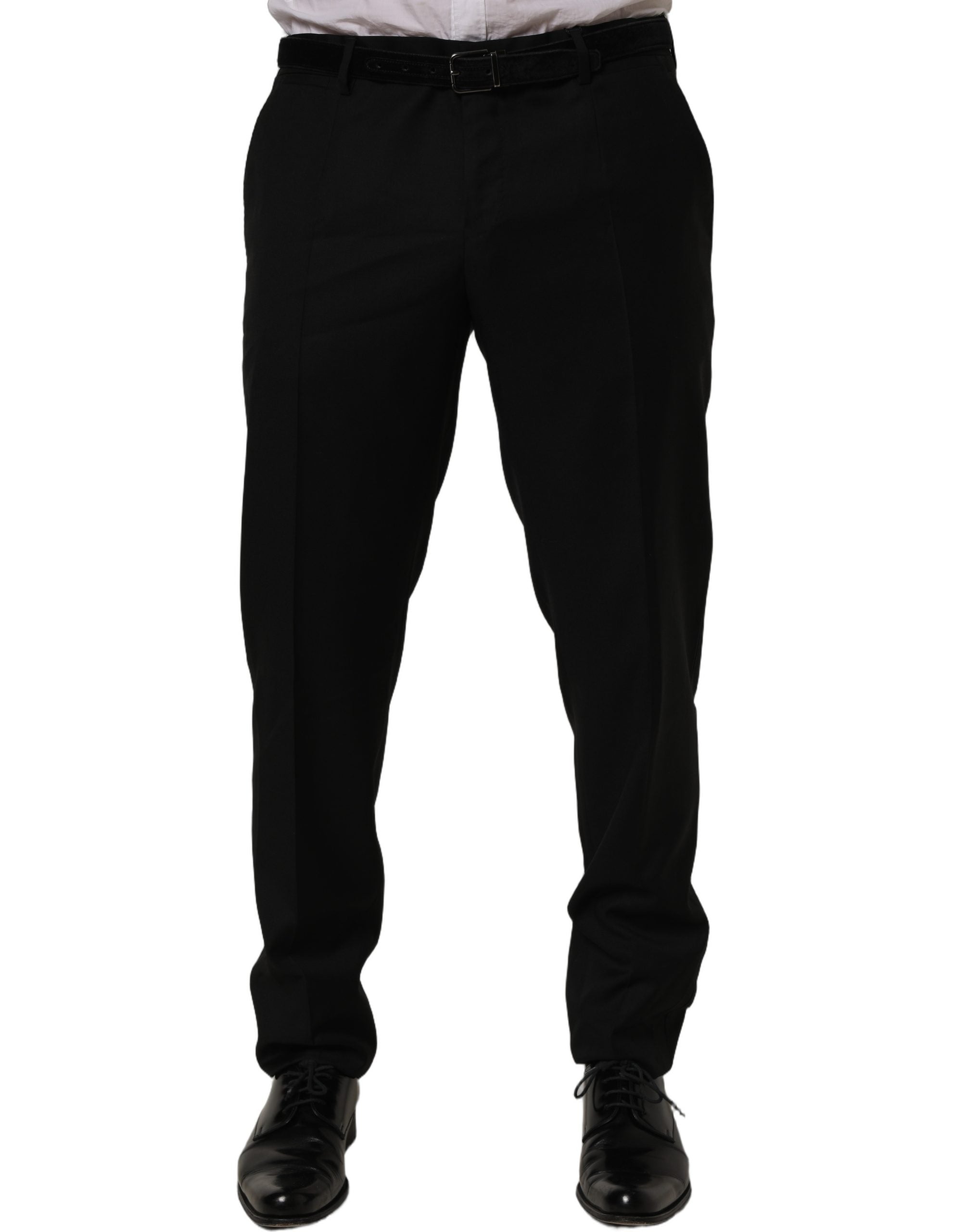 Pantalon noir en laine skinny Dolce & Gabbana, coupe ajustée et élégante, idéal pour un style sophistiqué et moderne.
