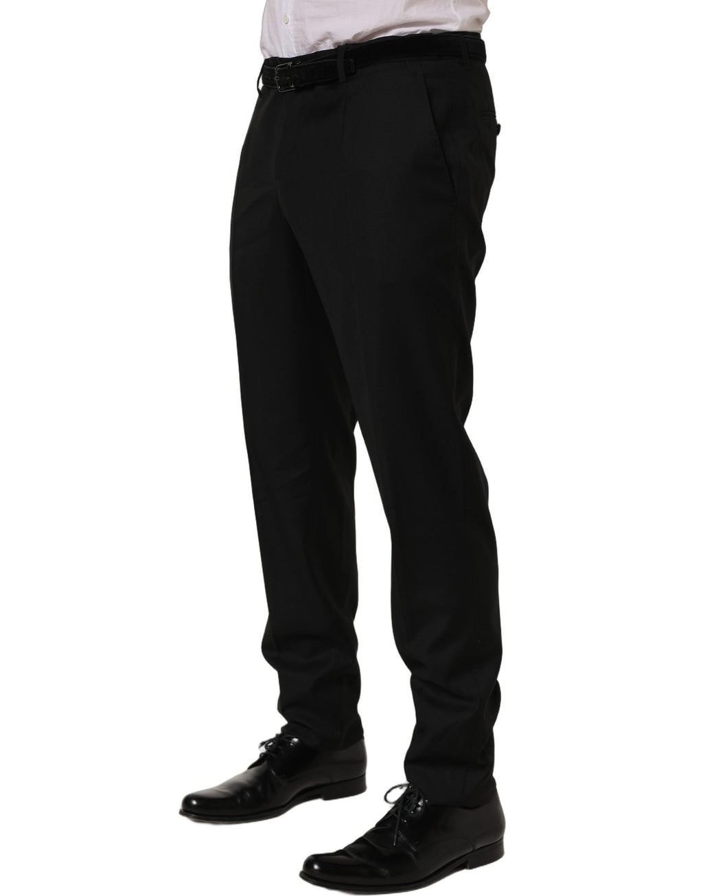 Pantalon skinny en laine noire de Dolce & Gabbana, coupe élégante et ajustée, conçu pour un style sophistiqué.
