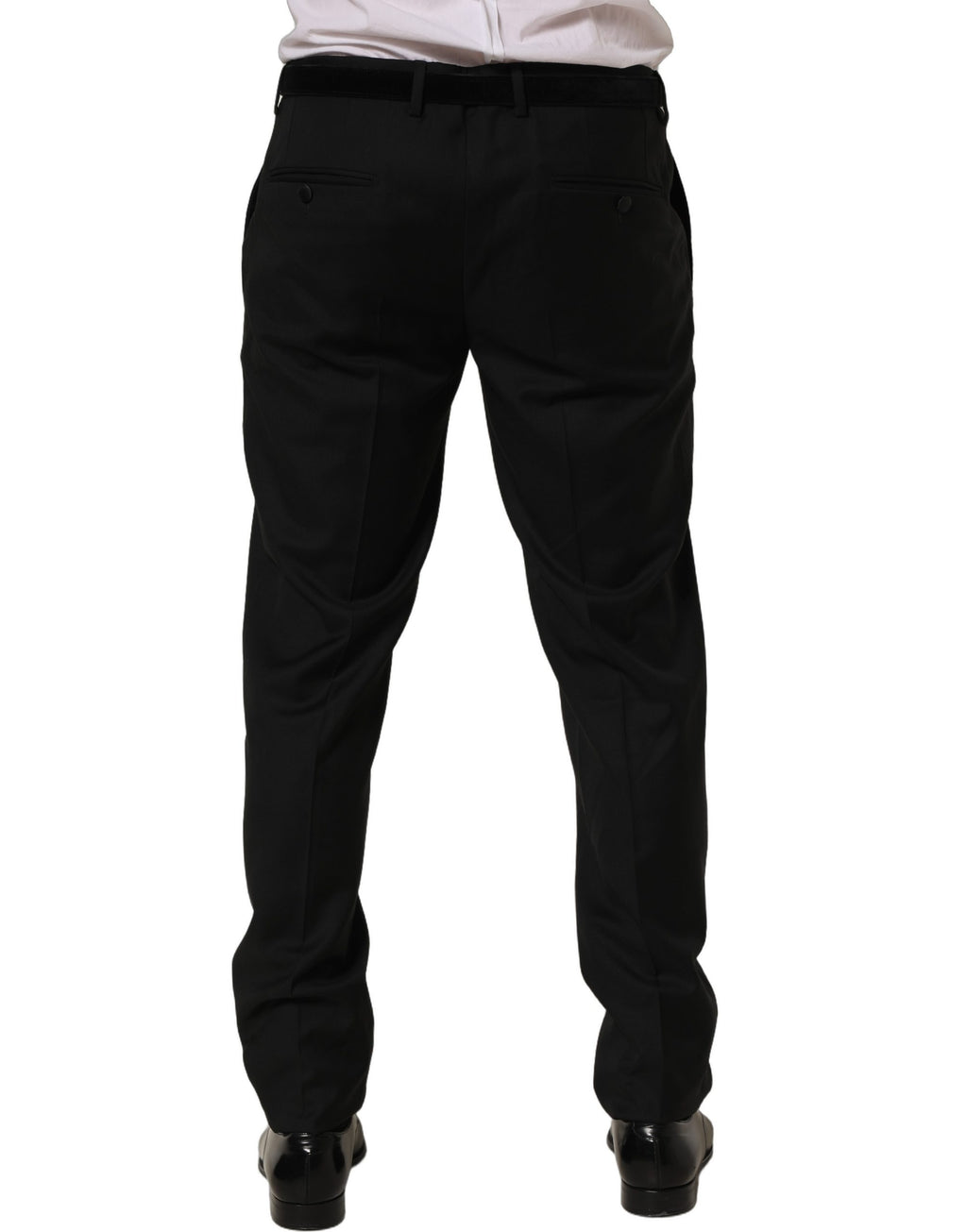 Pantalon skinny noir en laine de Dolce & Gabbana, pantalons de costume élégants et ajustés pour femme.