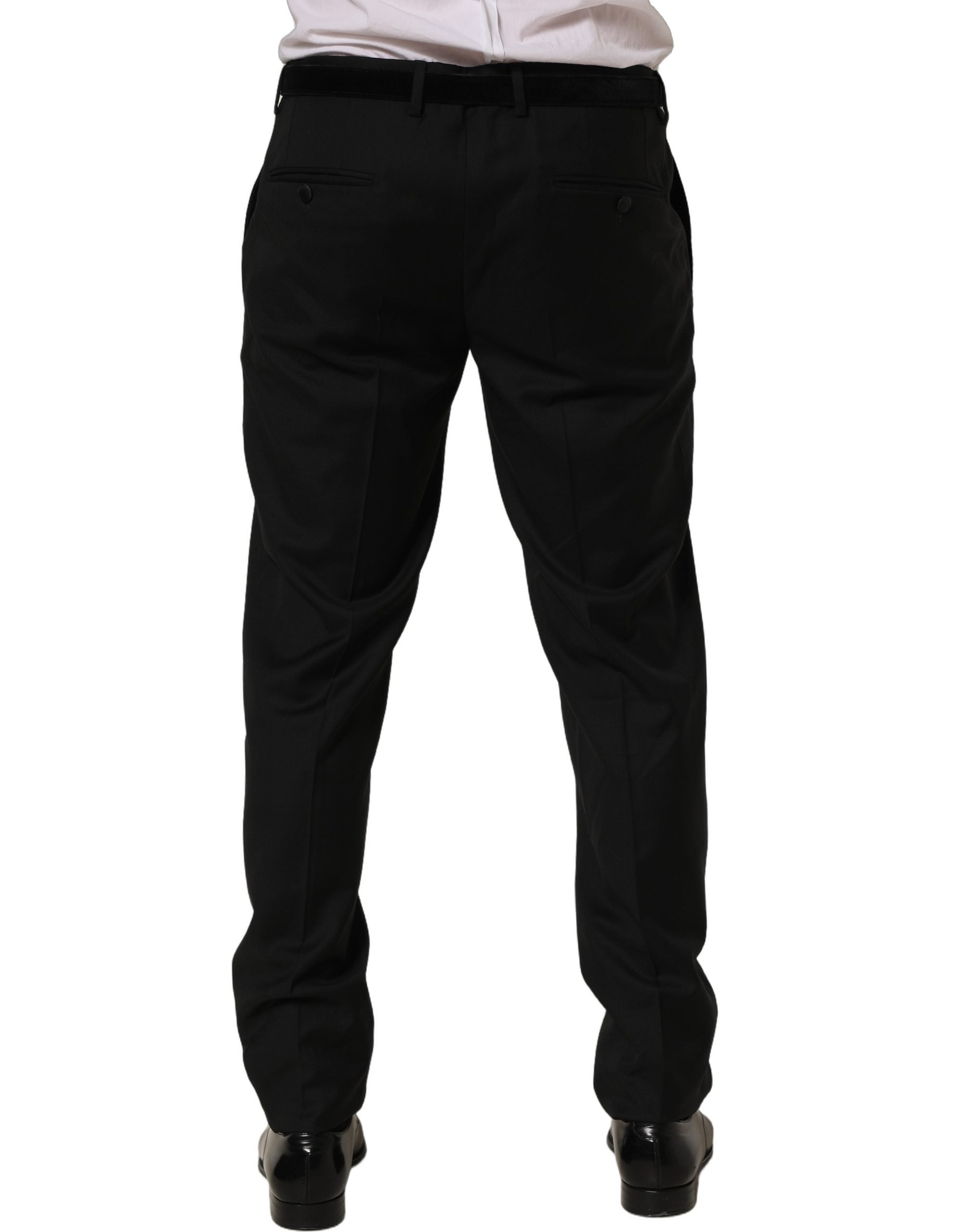 Pantalon skinny noir en laine de Dolce & Gabbana, pantalons de costume élégants et ajustés pour femme.