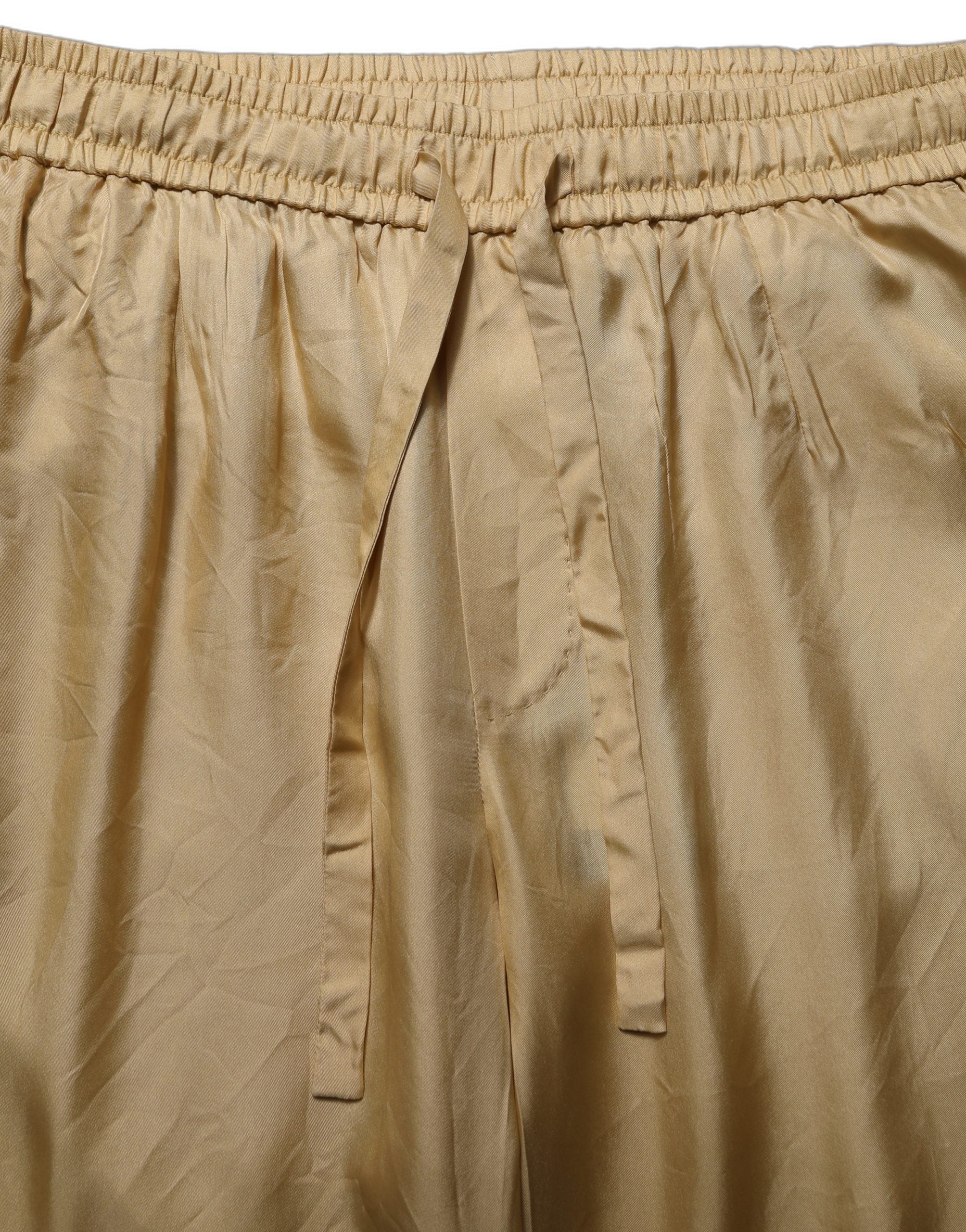 Pantalon chino droit en soie jaune de Dolce & Gabbana, taille mi-haute, vêtement élégant pour homme ou femme.