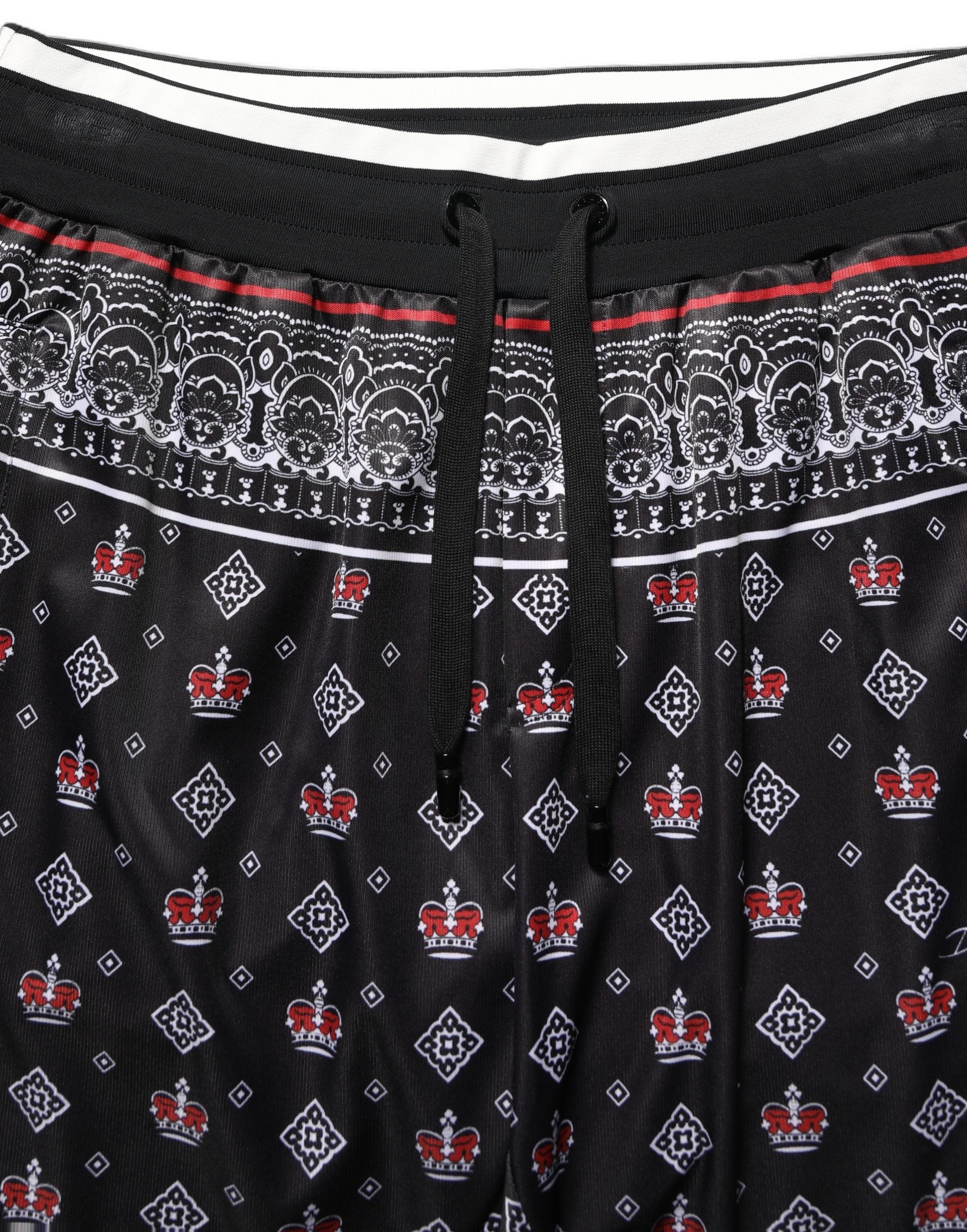 Pantalon jogger noir Dolce & Gabbana avec bandeau en bandana, style décontracté pour homme.