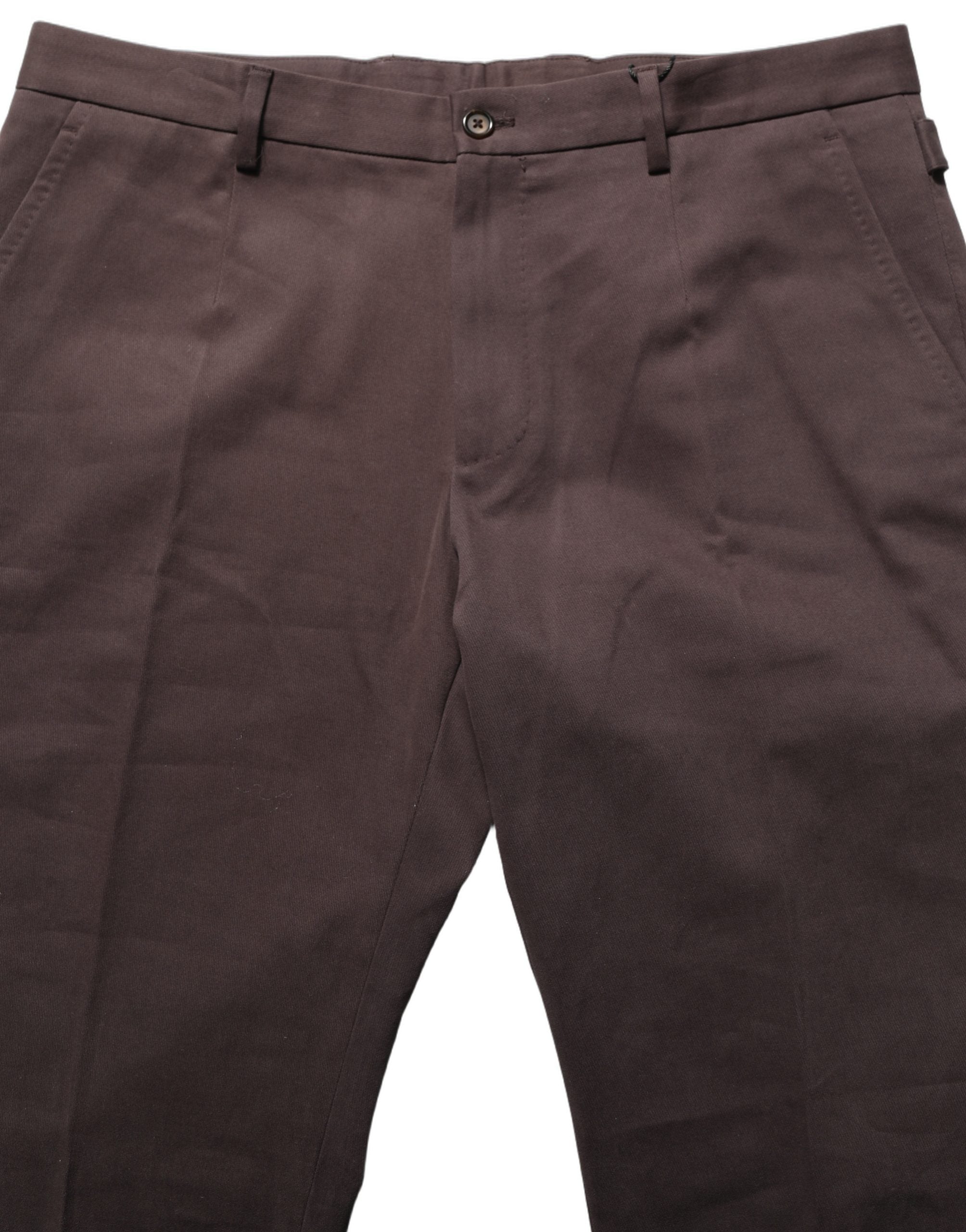 Pantalon femme Dolce & Gabbana en coton marron, coupe skinny, pantalon de costume élégant et ajusté.