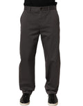 Pantalon chino droit en coton gris foncé de Dolce & Gabbana, pantalon casual élégant pour homme.