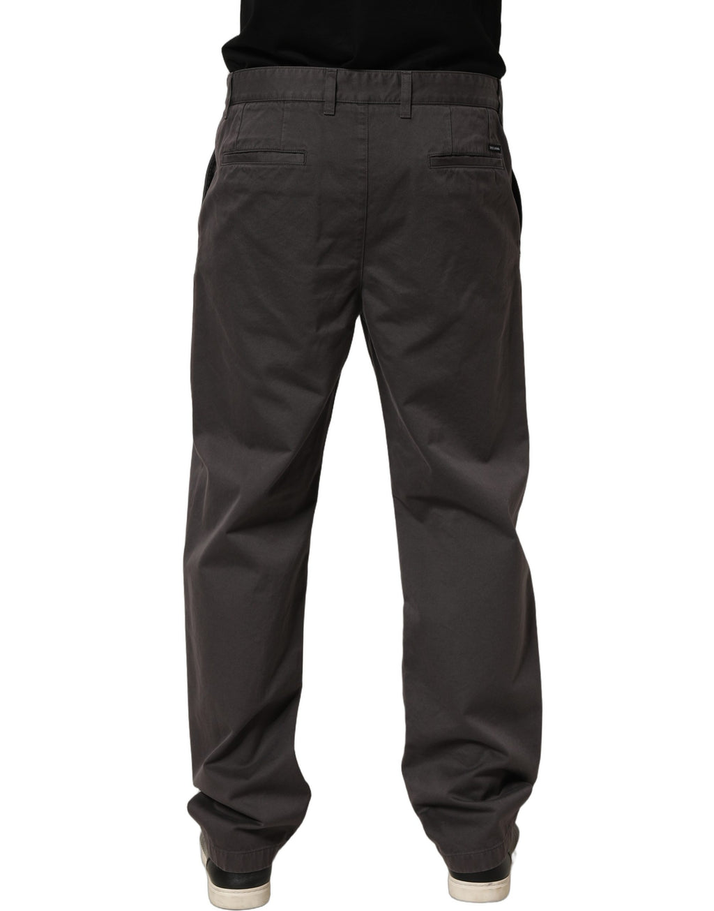 Pantalon chino droit en coton gris foncé de Dolce & Gabbana, style élégant et confortable, vue de face sur un fond neutre.