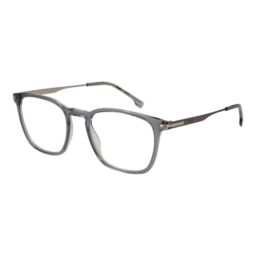 Lunettes en acétate gris de la marque Hugo Boss, monture élégante pour un look sophistiqué
