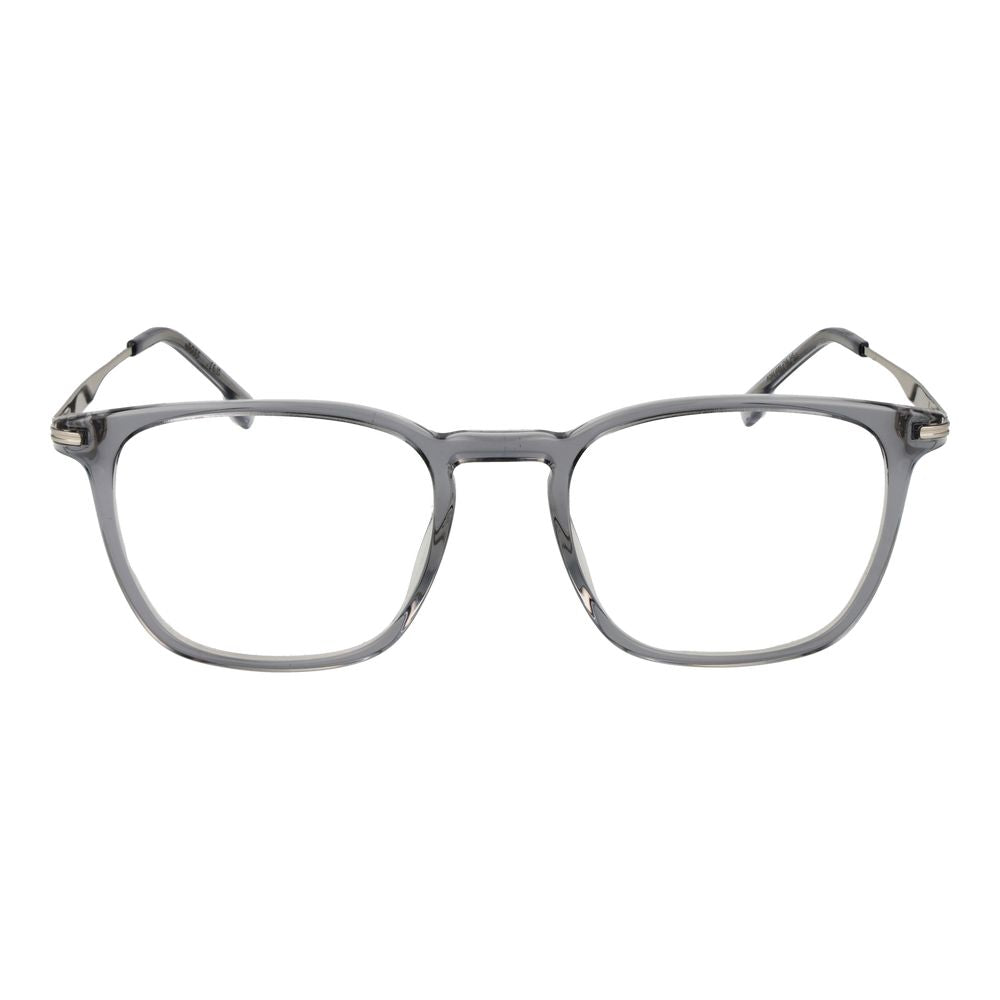 Lunettes en acétate grises de la marque Hugo Boss avec monture élégante et moderne, vue de face.