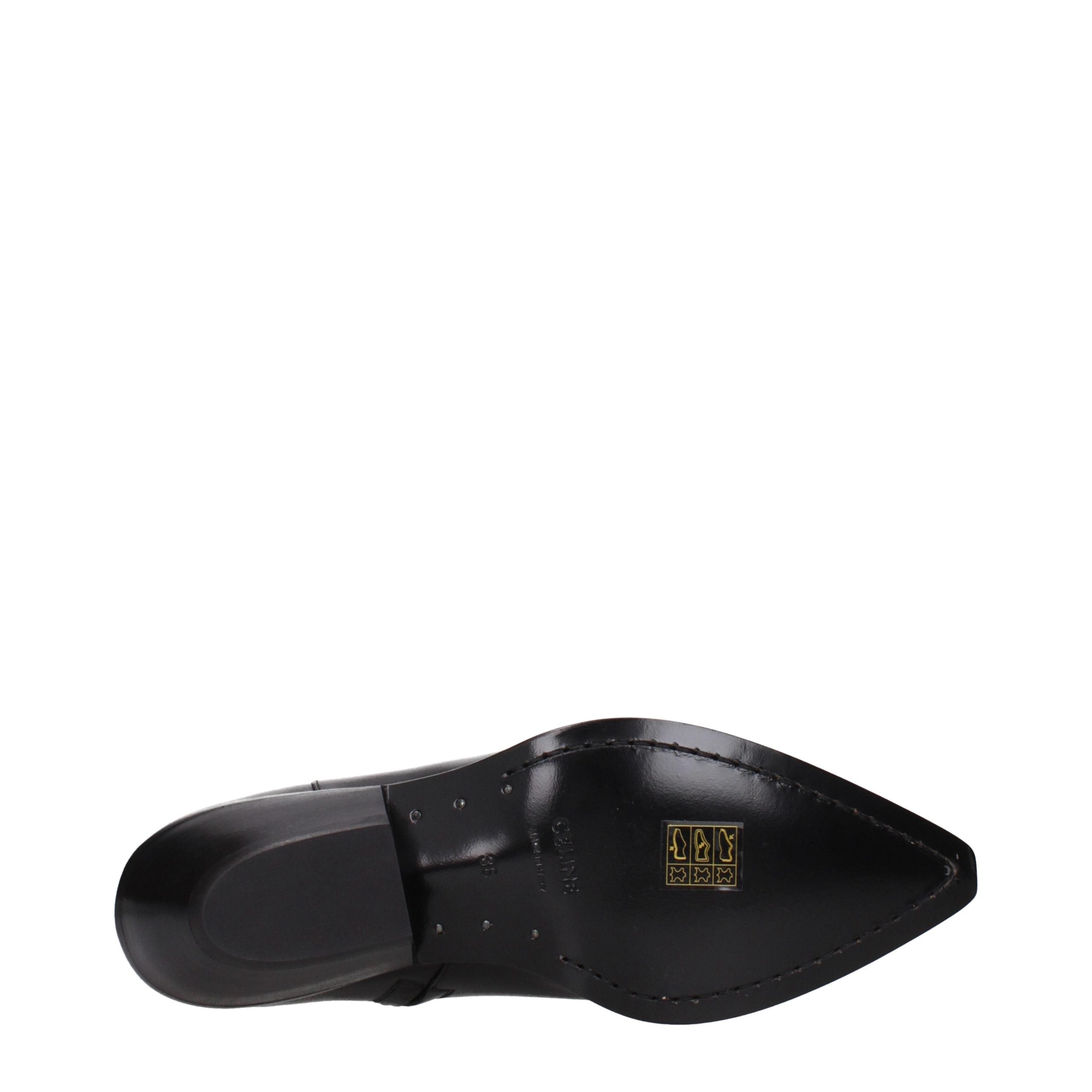 Bottes ankle en cuir noir de la marque Celine, avec semelle élégante et design sophistiqué, parfaites pour un style chic et moderne.