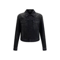 Veste en denim en coton bleu Gucci, classique et élégante, avec détails de marque visibles sur la veste.
