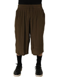 Shorts bermuda en soie marron à taille moyenne de Dolce & Gabbana, plis élégants et style sophistiqué.