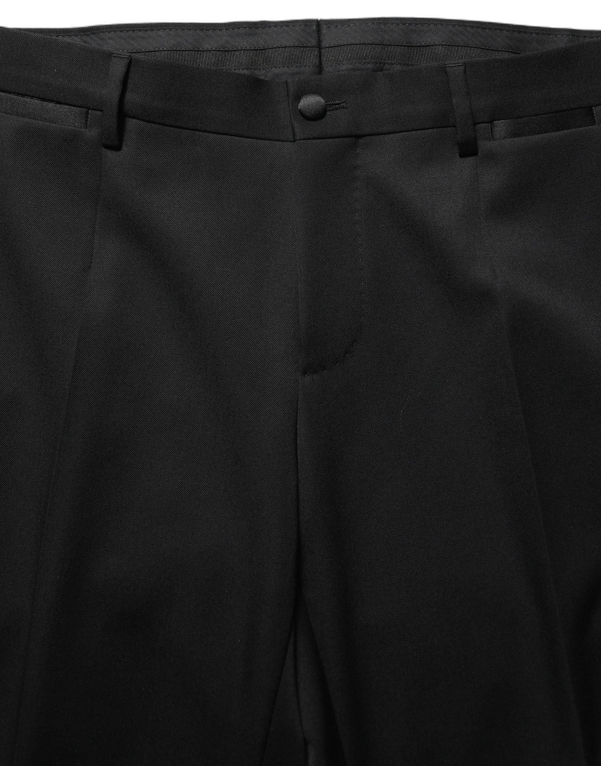 Costume en laine noire Dolce & Gabbana avec cristaux, ensemble deux pièces élégant et sophistiqué.