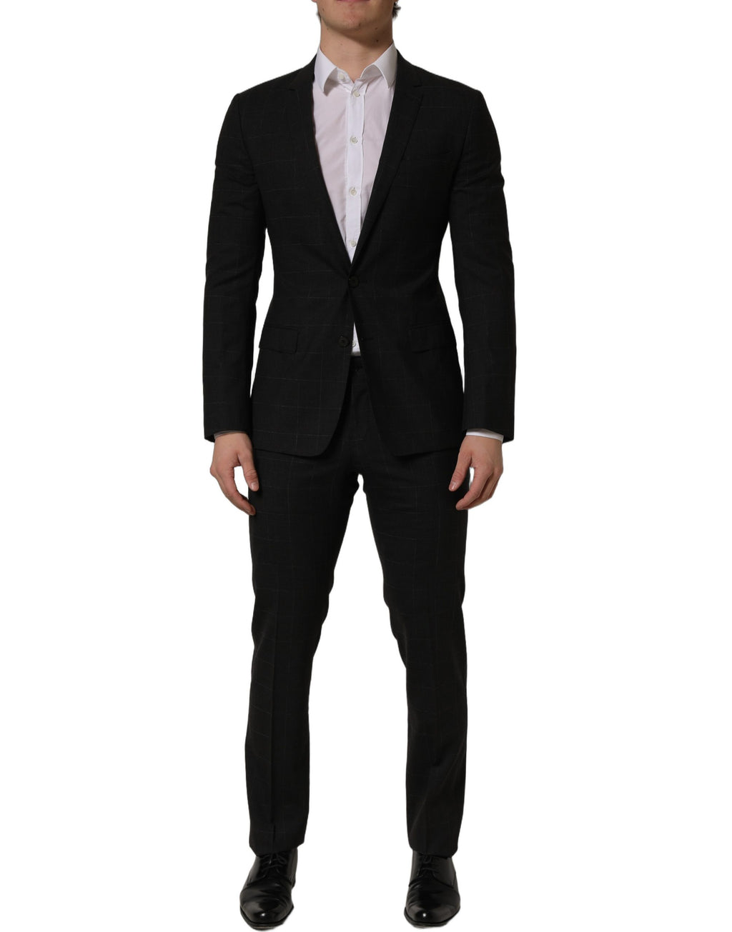Costume homme noir en laine Dolce & Gabbana, costume deux pièces ajusté pour occasions formelles.