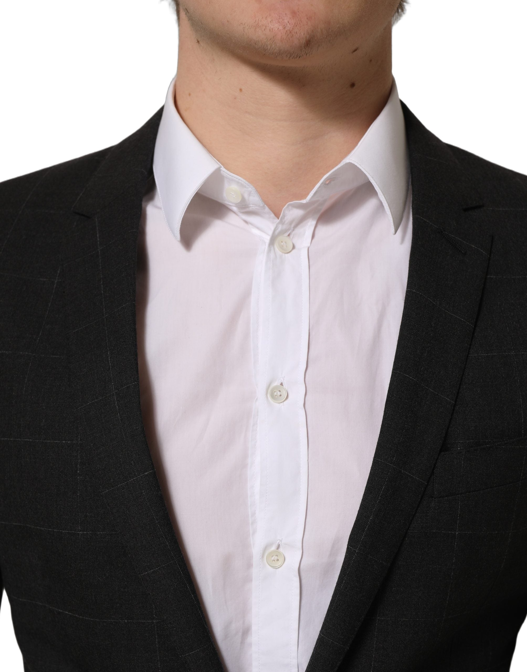 Costume homme noir en laine Dolce & Gabbana, costume deux pièces ajusté et élégant pour occasion formelle