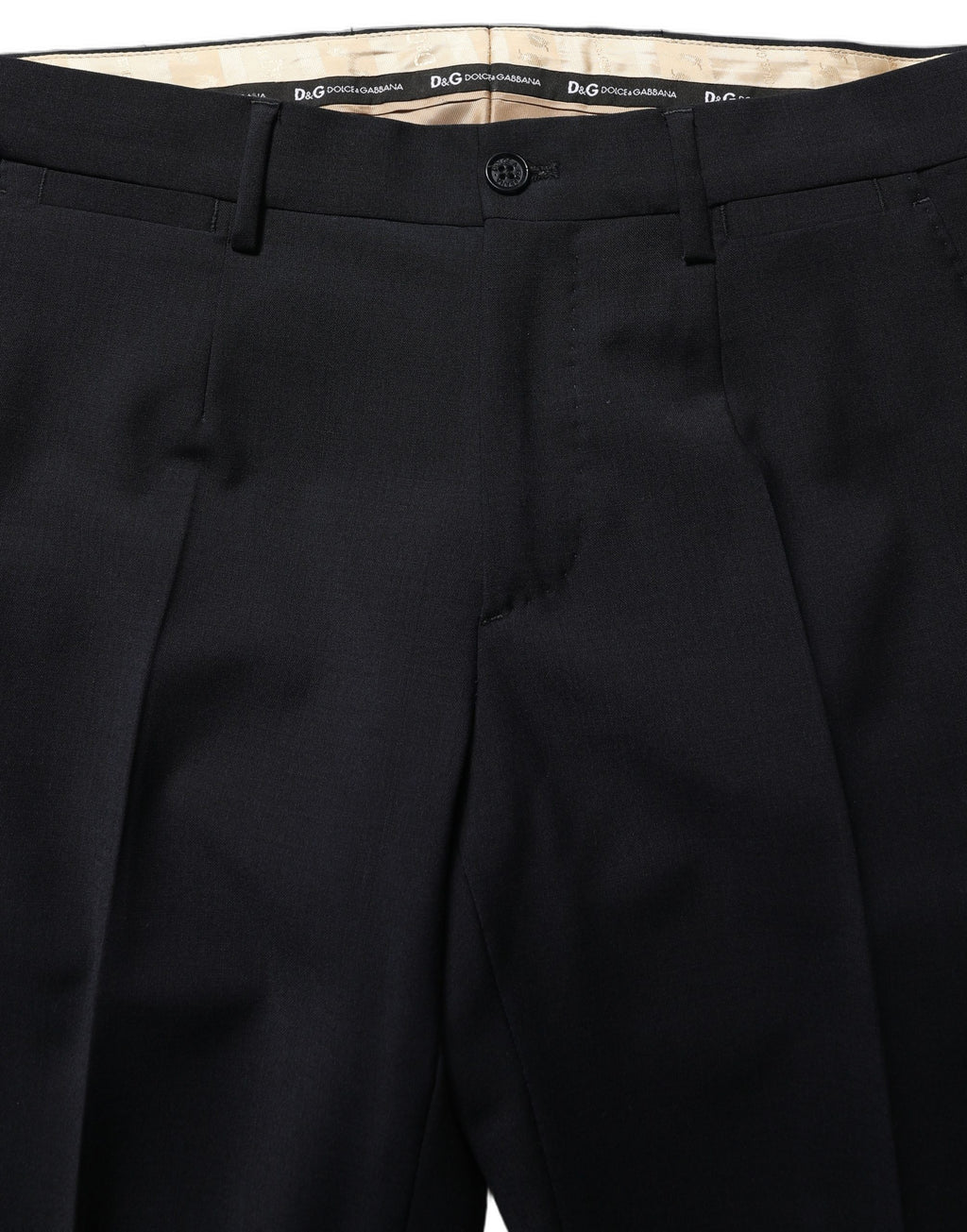 Costume homme Dolce & Gabbana en laine noire, trois pièces, coupe slim, costume formel élégant pour hommes.