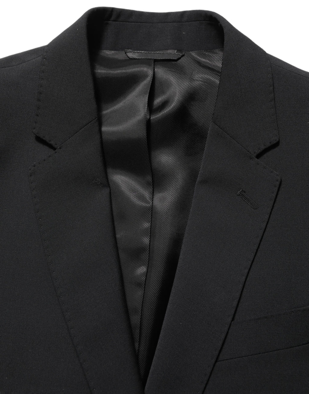 Costume homme Dolce & Gabbana en laine noire, costume deux pièces ajusté, style formel et élégant pour occasion spéciale.