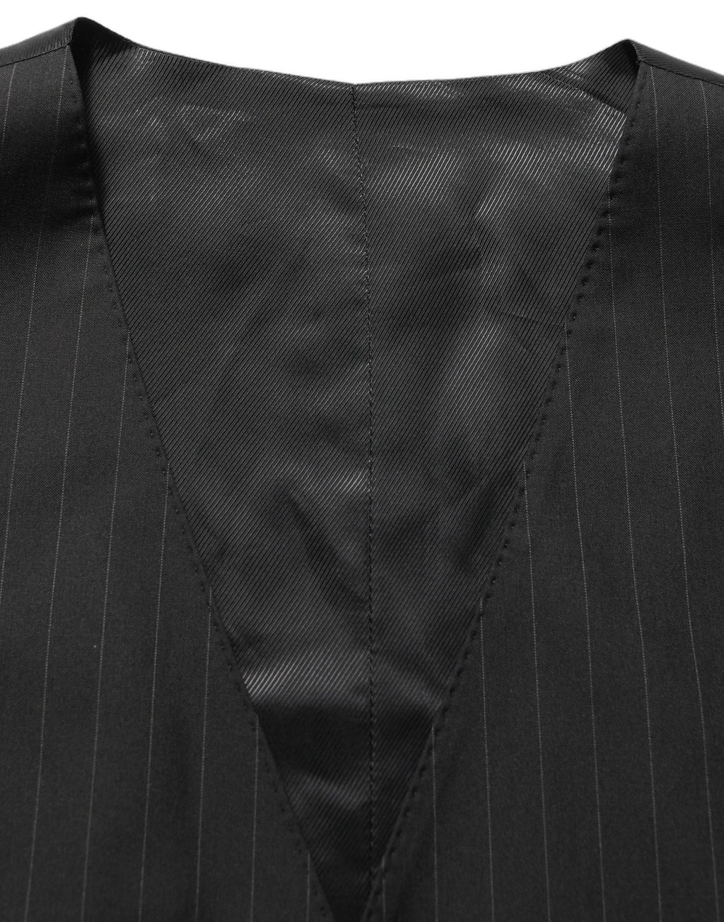 Costume formel noir à rayures Dolce & Gabbana, costume 3 pièces ajusté pour homme, élégant et sophistiqué.