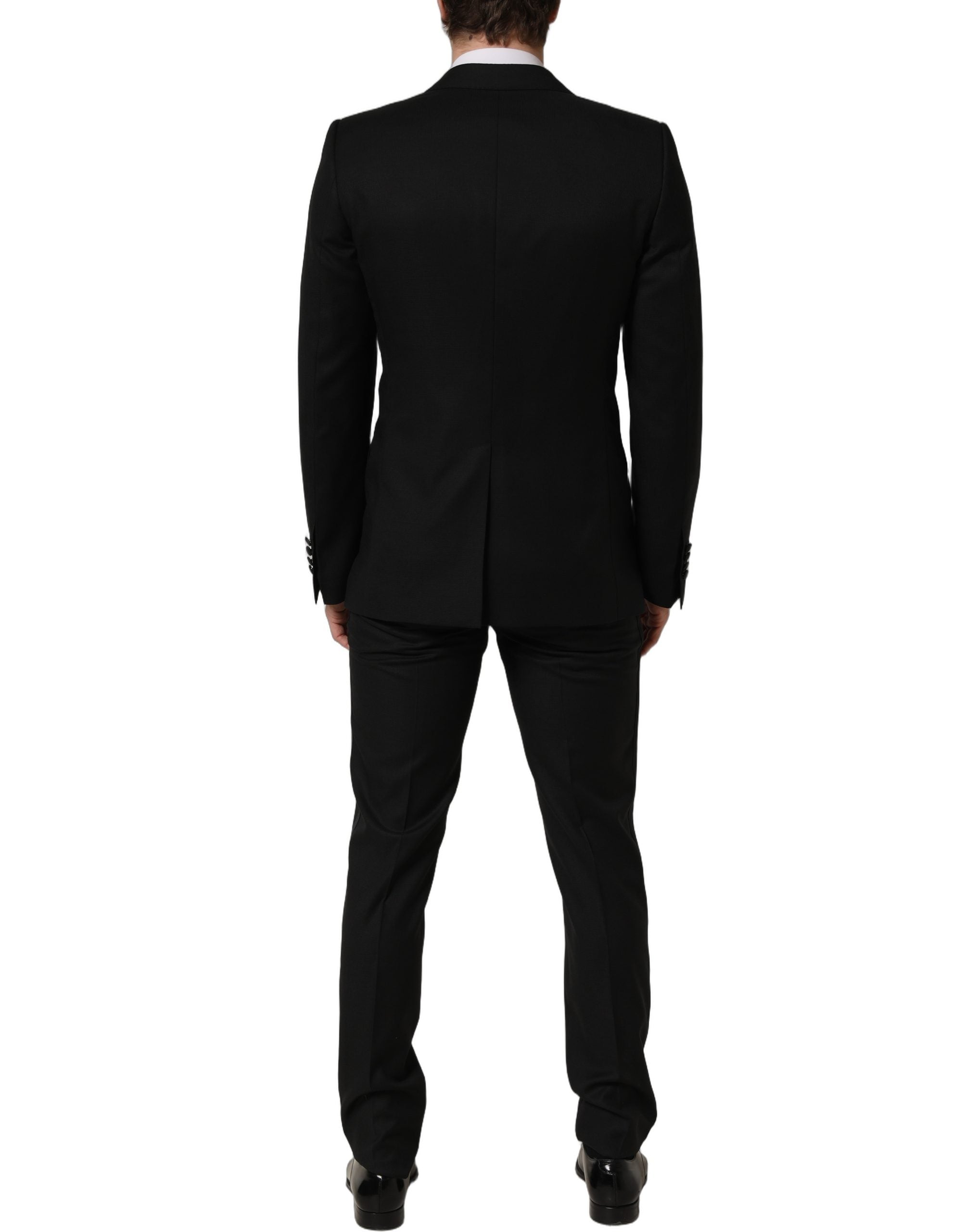 Costume noir Dolce & Gabbana MARTINI 3 pièces, costume formel slim fit avec veste, pantalon et gilet, élégant et sophistiqué