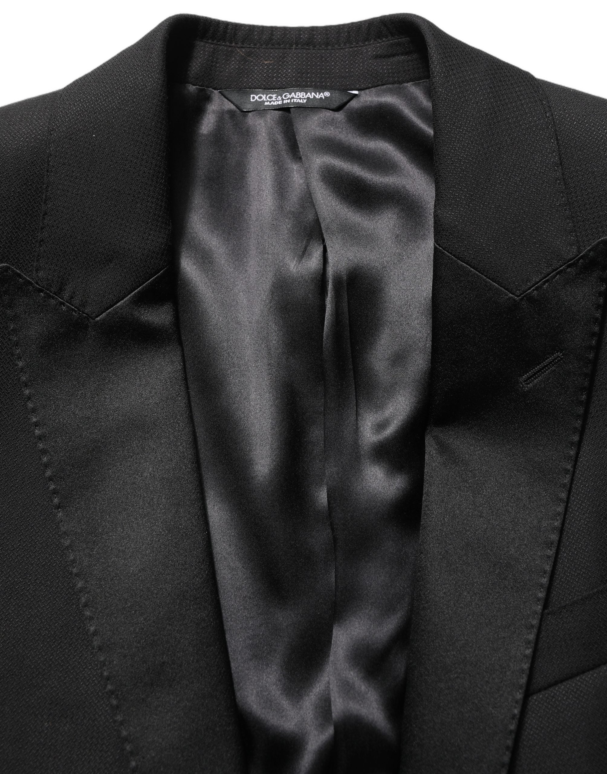 Costume trois pièces noir Dolce & Gabbana MARTINI, costume formel cintré, vêtements élégants pour homme.
