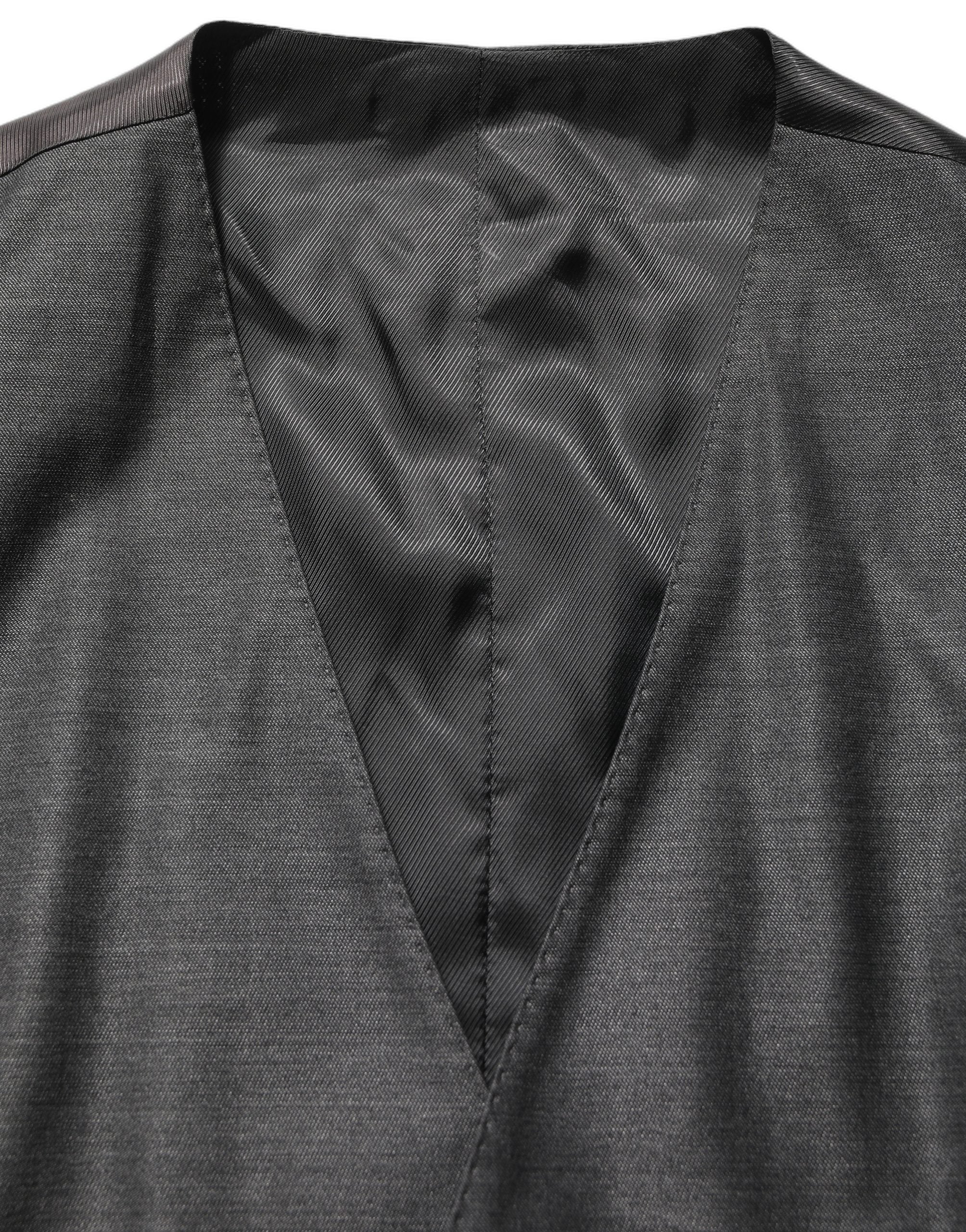 Costume trois pièces gris Dolce & Gabbana MARTINI Slim Fit, costume formel élégant avec veste, pantalon et gilet.