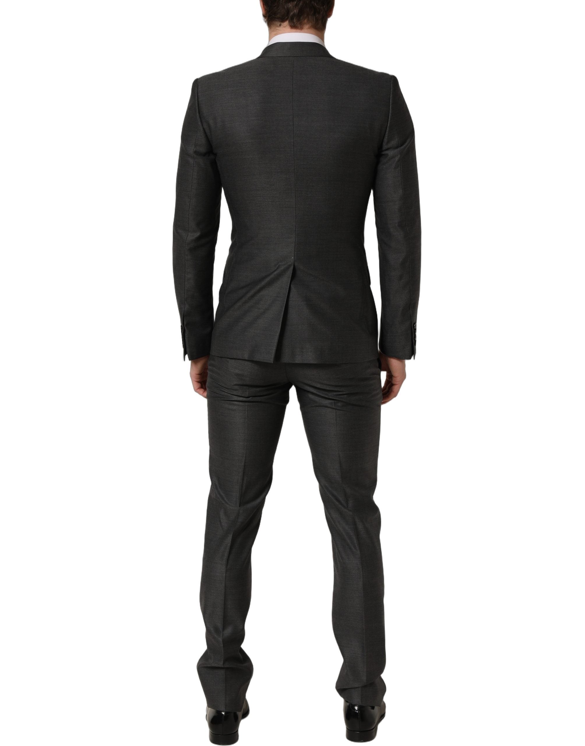 Costume trois pièces Dolce & Gabbana Martini gris, costume formel ajusté, veste, pantalon et gilet élégants pour homme
