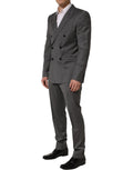 Costume homme Dolce & Gabbana gris Martini, slim fit, deux pièces, costume formel élégant, vue de face.