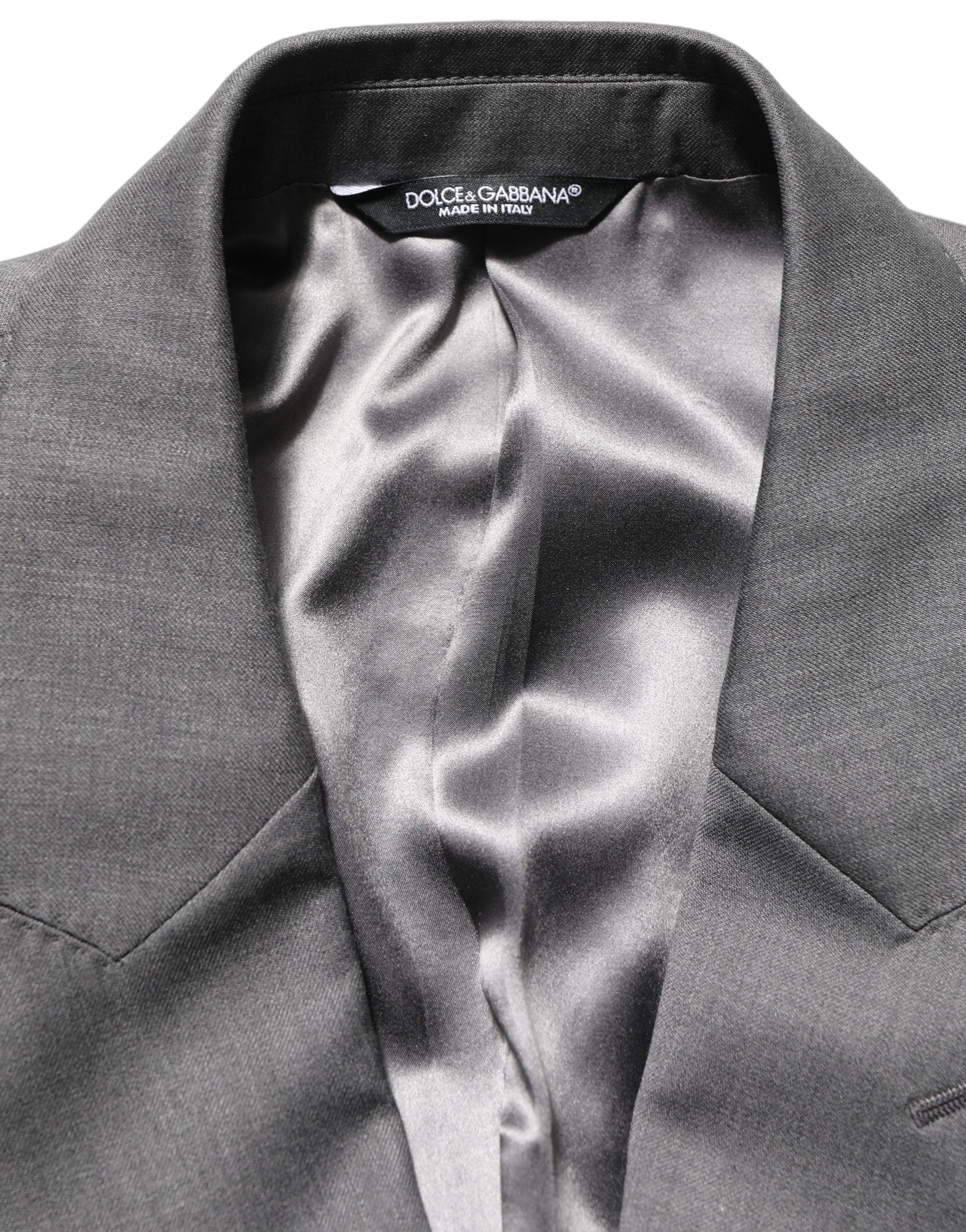 Costume homme Dolce & Gabbana gris Martini Slim Fit, costume formel 2 pièces, vue détaillée du costume.