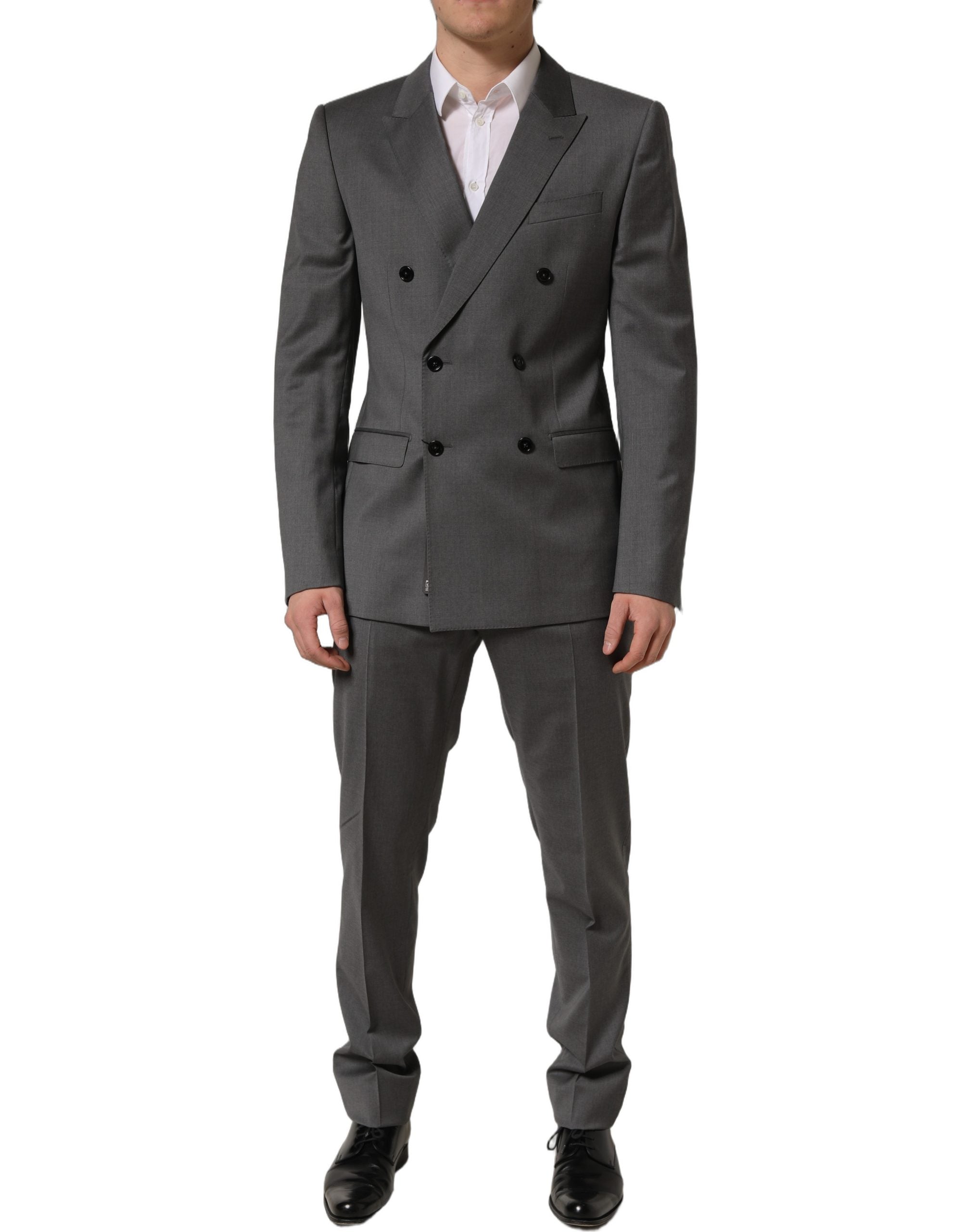 Costume homme gris Dolce & Gabbana Martini Slim Fit 2 pièces avec veste et pantalon formel, élégant et ajusté.