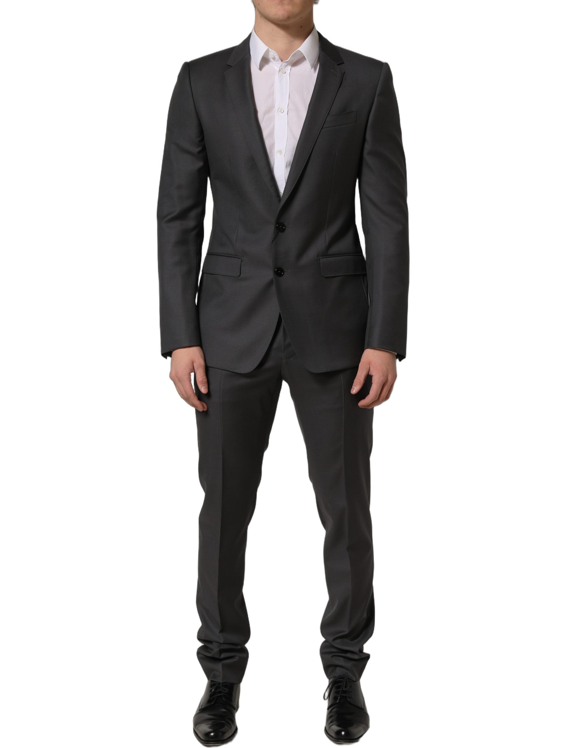 Costume homme Dolce & Gabbana gris MARTINI Slim Fit, costume formel 2 pièces, vue de l'ensemble avec veste et pantalon.