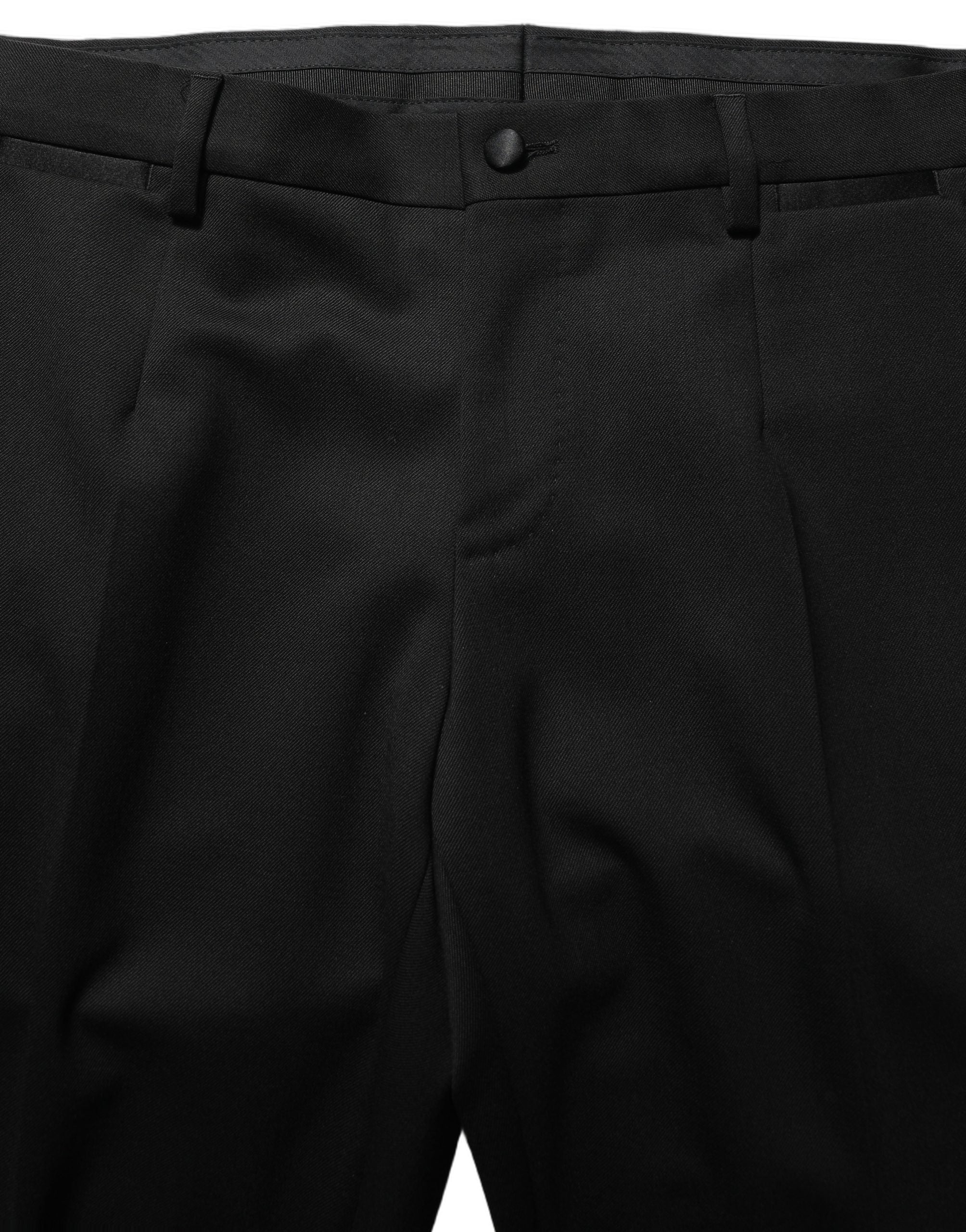 Costume homme noir en laine Dolce & Gabbana, costume trois pièces ajusté pour occasions formelles.