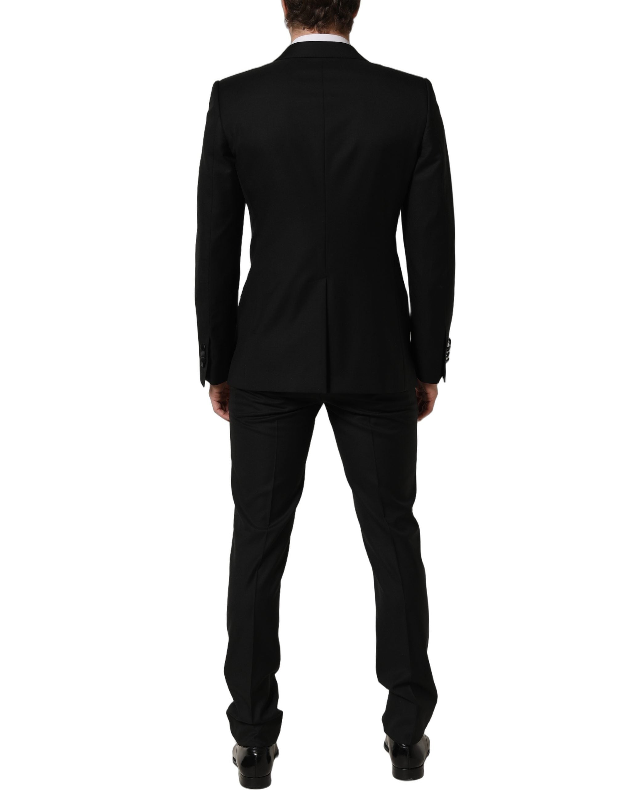Costume homme noir en laine Dolce & Gabbana, costume deux pièces ajusté pour occasions formelles.