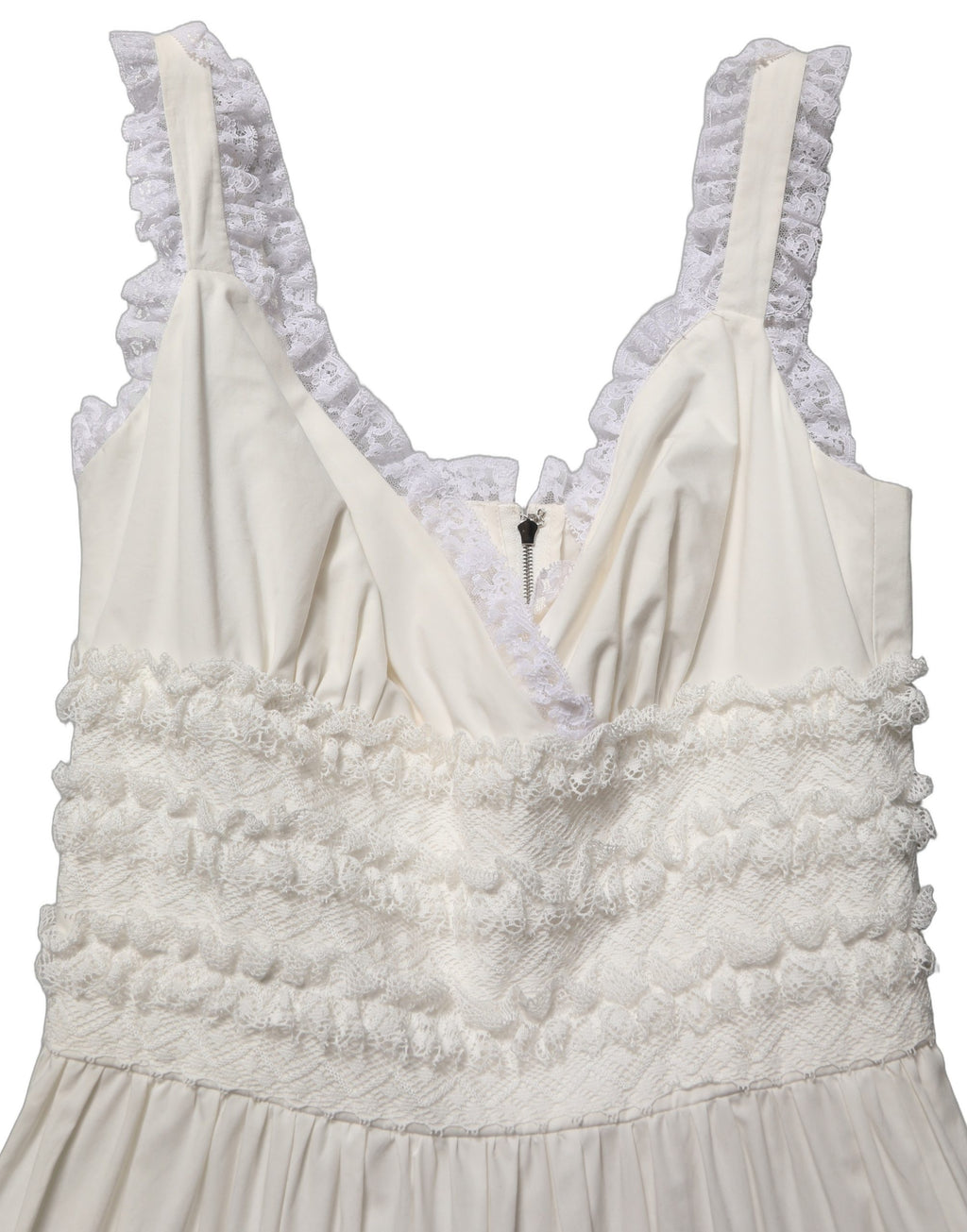 Robe midi en coton blanc à volants de Dolce & Gabbana avec détails élégants et coupe fluide.