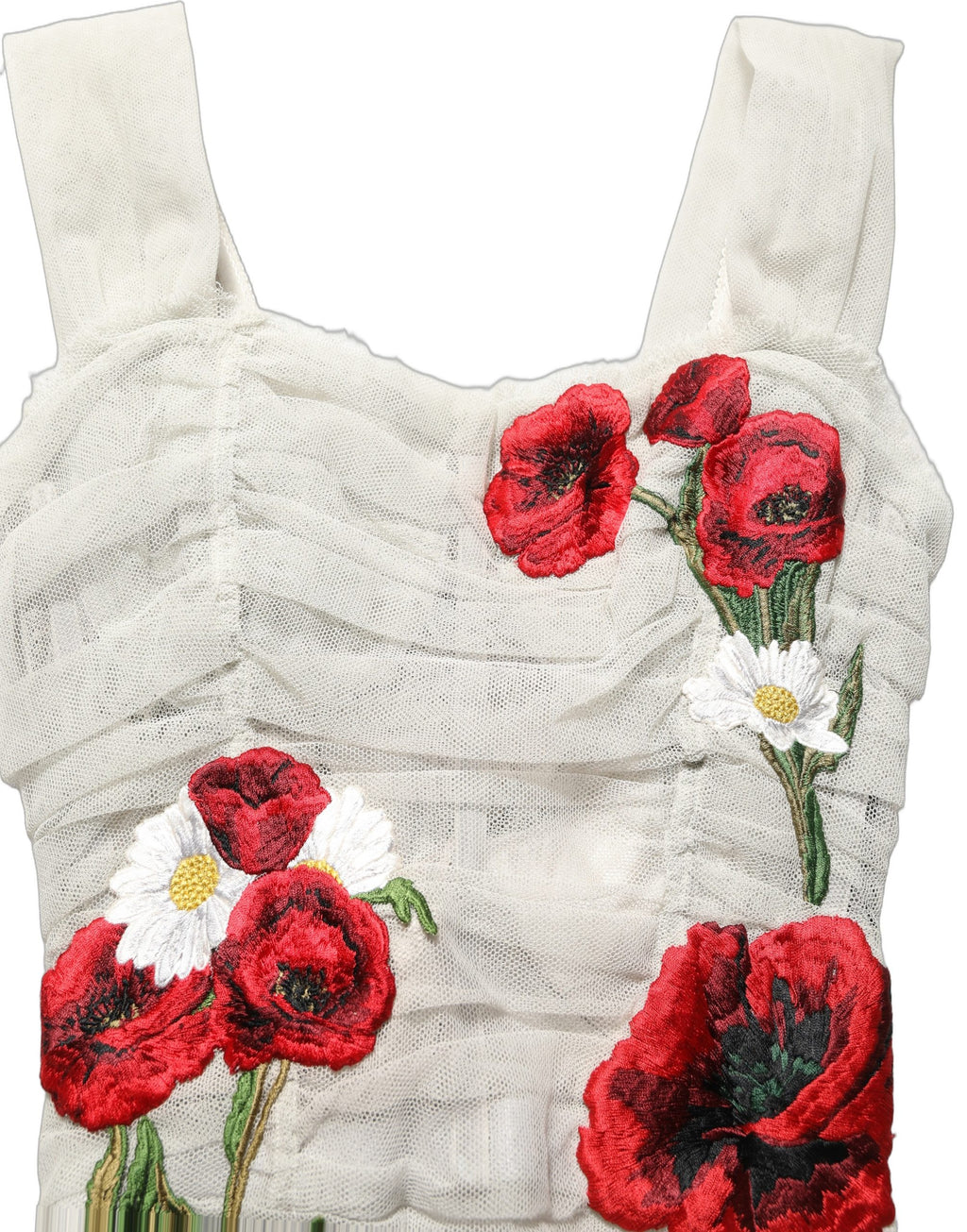 Robe midi moulante Dolce & Gabbana gris clair avec broderie de roses, design sophistiqué et élégance raffinée.