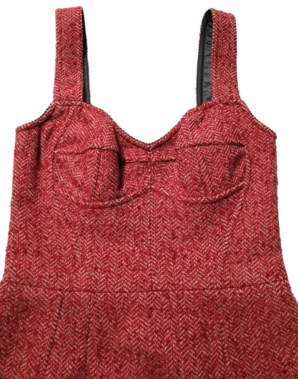Robe courte Dolce & Gabbana à tweed multicolore avec ceinture, style babydoll, élégante et tendance.