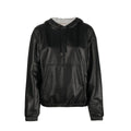 Débardeur en cuir noir de Saint Laurent, coupe ajustée, porté sur mannequin, détails de finition élégants, style sophistiqué.