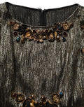 Robe midi dorée à paillettes en couches, Dolce & Gabbana, élégante robe métallique avec embellissements brillants.