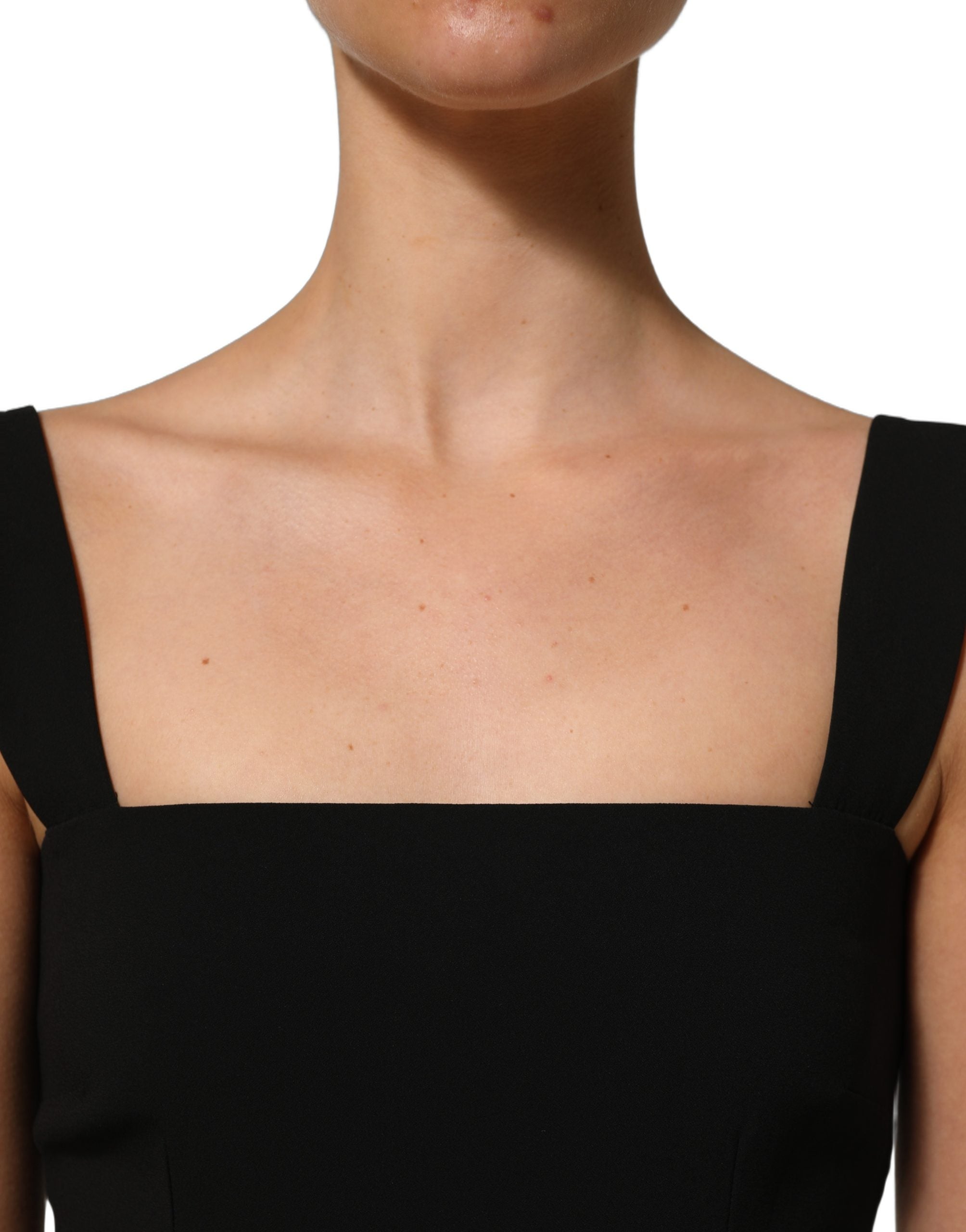 Robe midi noire en viscose stretch de Dolce & Gabbana, coupe ajustée et élégante, pour femmes.