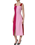Robe midi sans manches en laine rose bicolore de Dolce & Gabbana, élégante et sophistiquée.