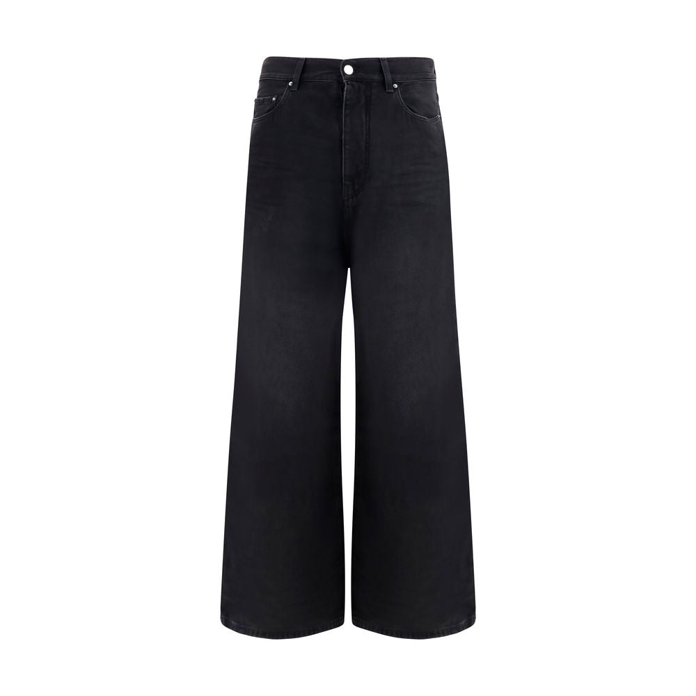 Jeans en denim noir Amiri en coton, coupe classique avec détails de couture et style décontracté.