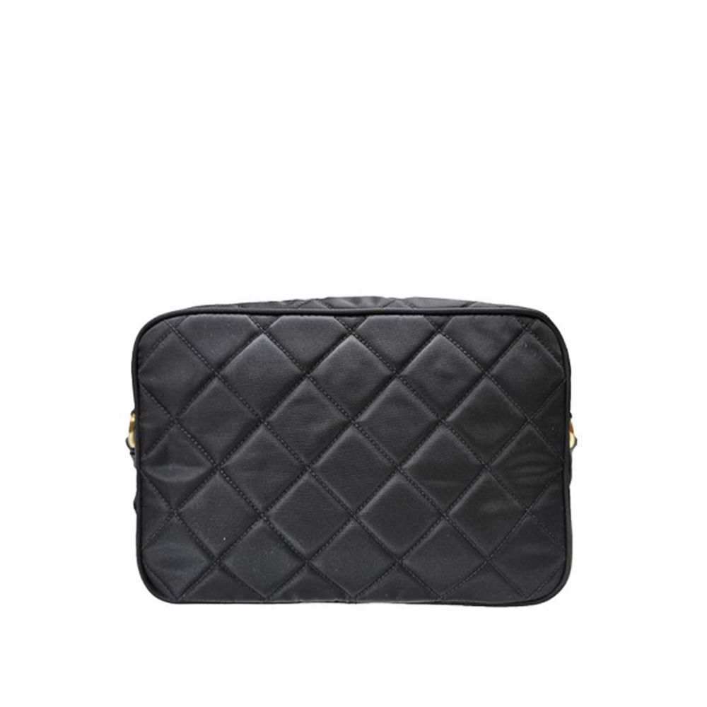 Sac à bandoulière en nylon noir Prada, sac à main élégant avec détails modernes, idéal pour un style sophistiqué.
