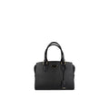 Sac à main Prada en cuir de veau noir, élégant et sophistiqué, avec détails raffinés et finition de haute qualité.