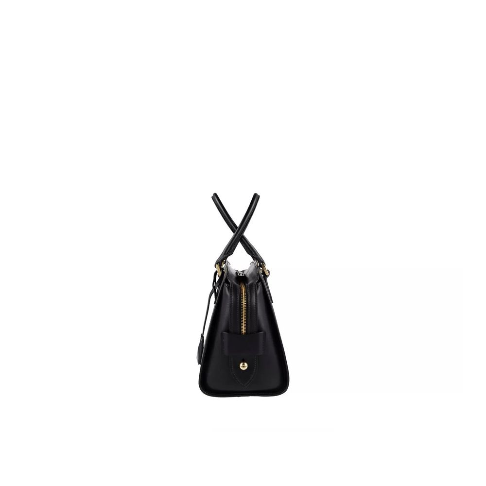 Sac à main Prada en cuir de veau noir, élégant et sophistiqué, avec détails raffinés et finition de qualité visible sur l'image.