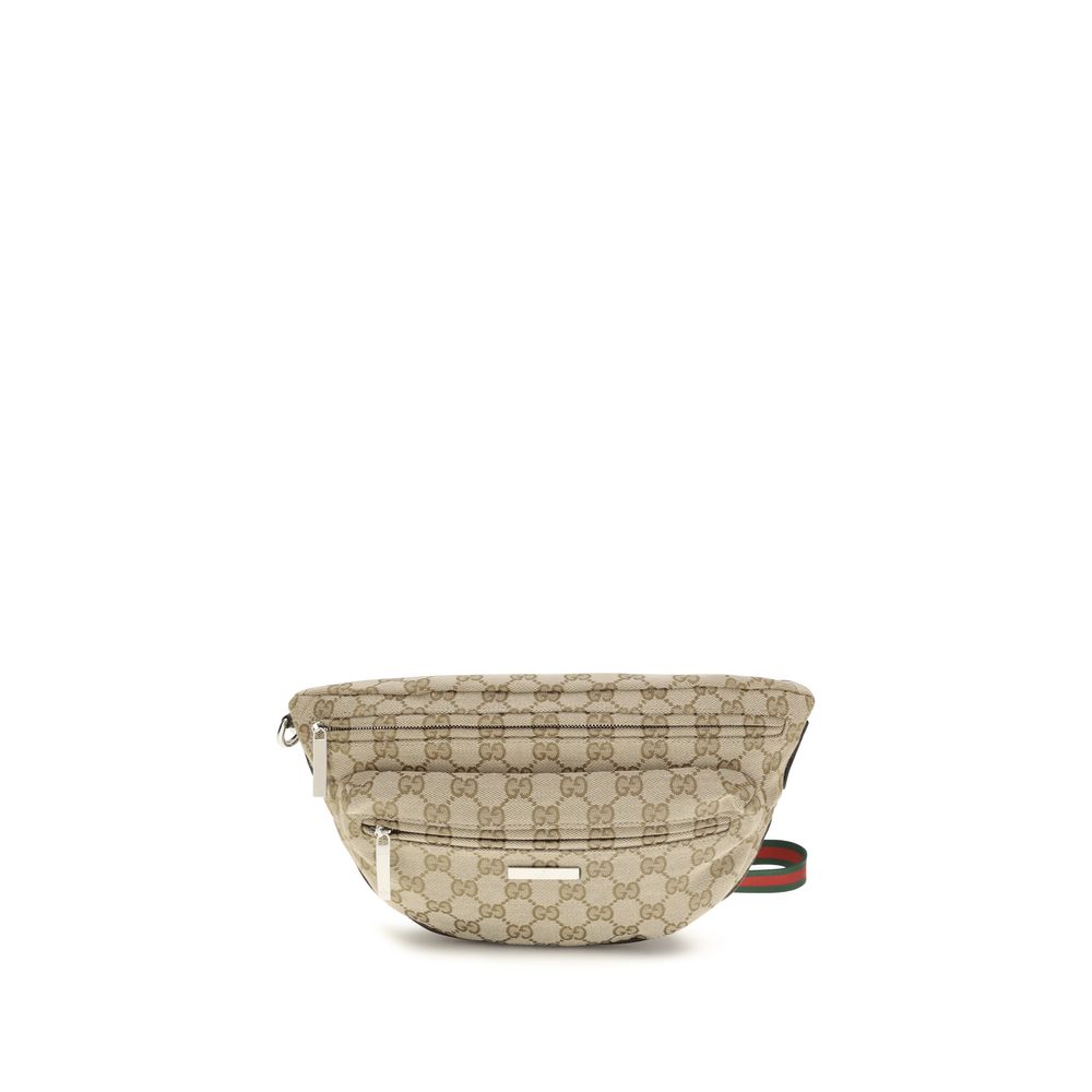 Sac à bandoulière en polyester beige Gucci, avec détails élégants et design sophistiqué, visible sur cette image.
