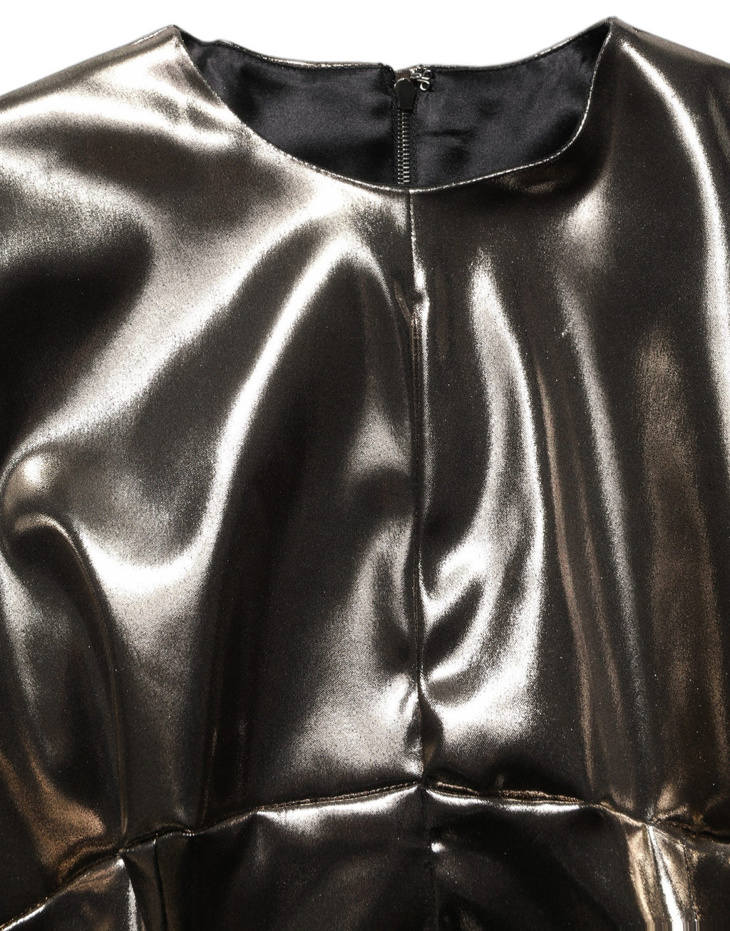 Robe longue en polyester doré métallisé à manches longues de Dolce & Gabbana, élégante et brillante.